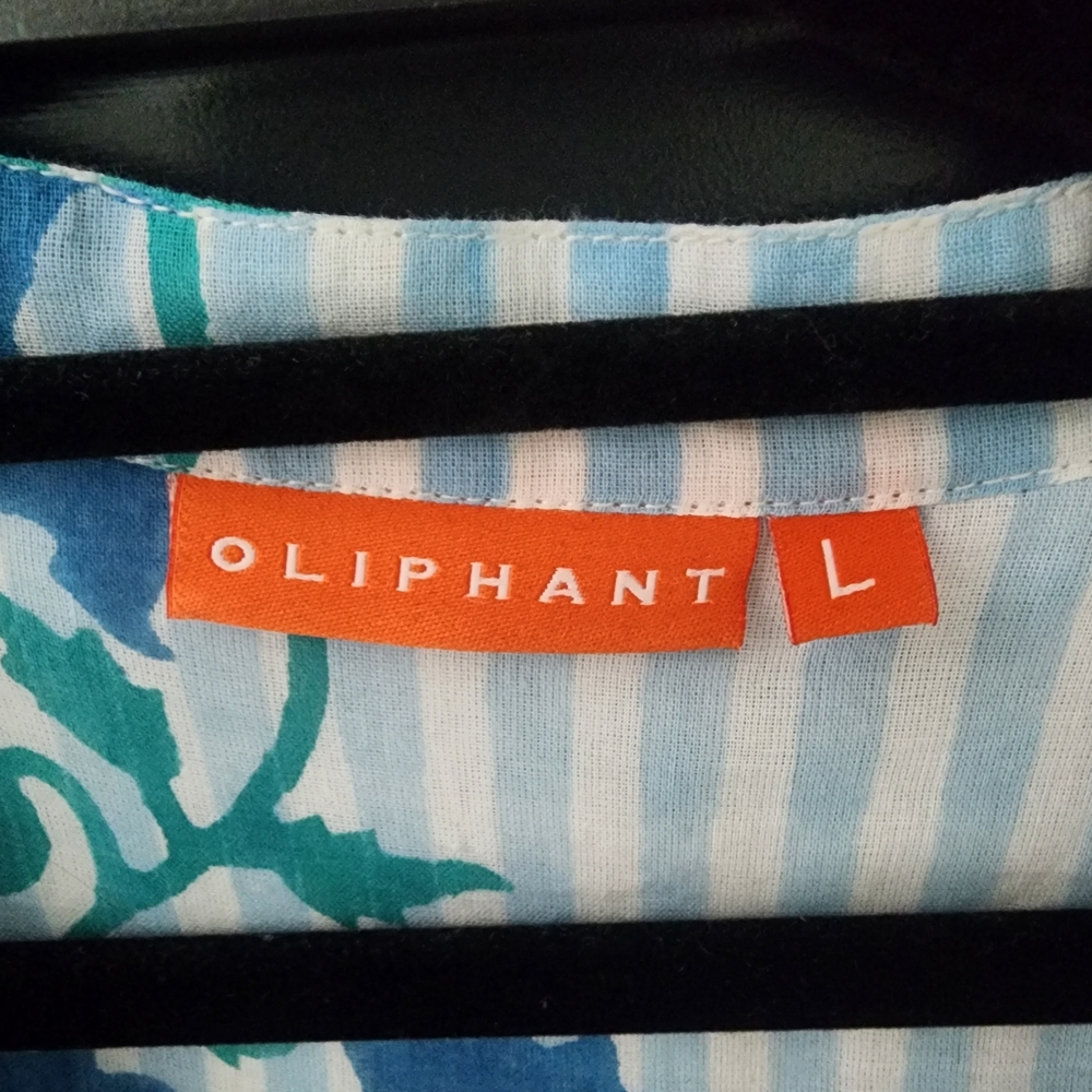 Oliphant Jaipur Striped Light Blue Floral Tiered Maxi Dress - Picture 6 of 6
